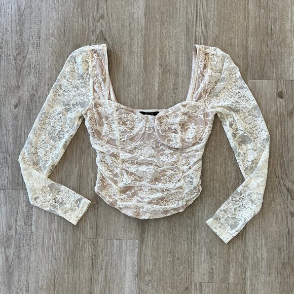 Womens Forever 21 Cream Lace Blouse - M - Picture 1 of 7